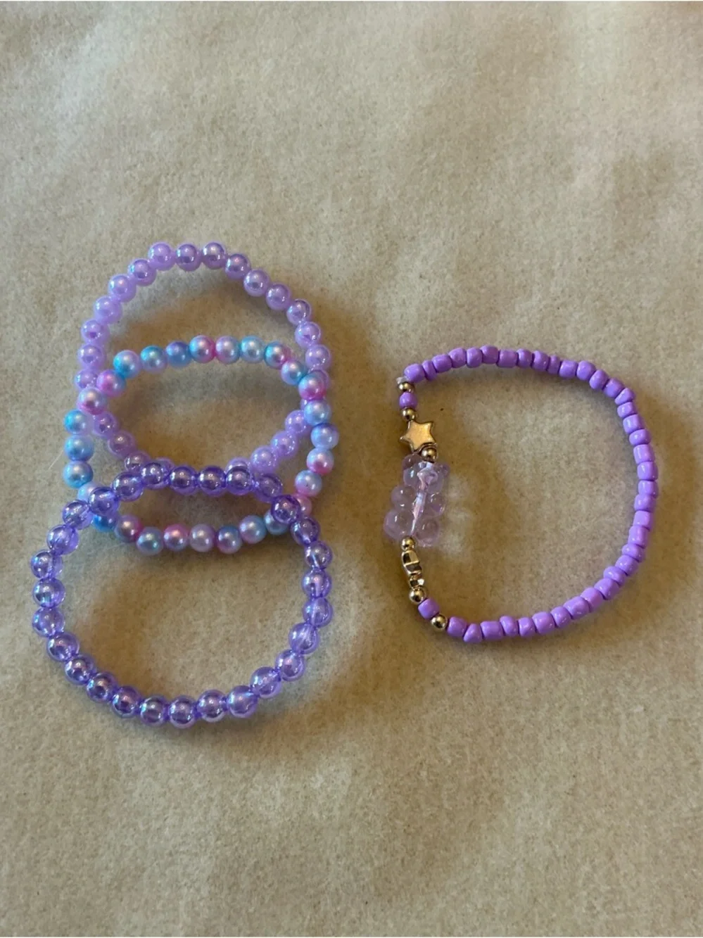 Kids Beaded Stretch Bracelet Set, choose your color set!